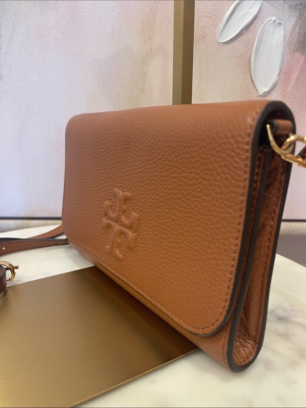 Tory Burch Pebbled Leather Crossbody in Warm Cognac - Picture 2 of 7